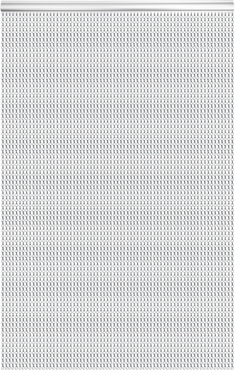 Vliegengordijn bamboe - Grijs - 90 x 200 cm - Aluminium kettinggordijn - Voor deurdecoratie en insectenwering