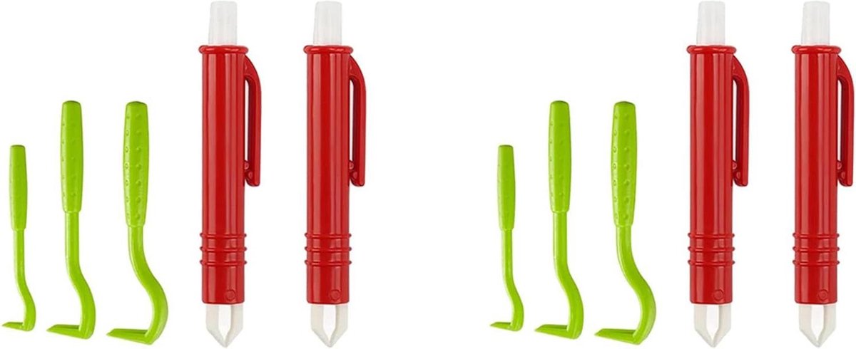 Tekenverwijderaar Set - Tekenpincet Tekenhaak - Huisdieren Verzorgen - Veilig en Snel - 6 Stuks - Groen Rood