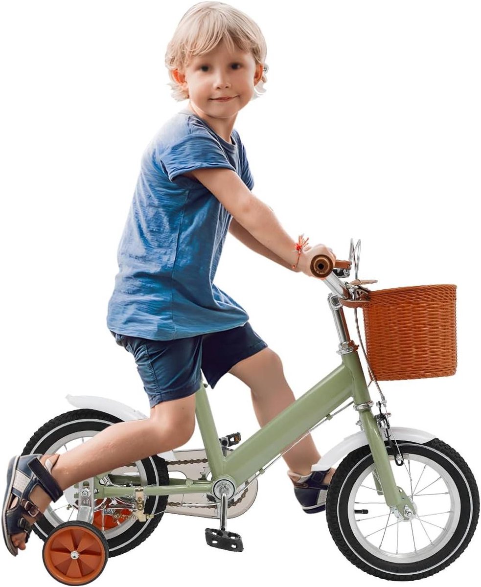 Kinderfiets - Loopfiets Meisjes - Eerste Fietsrit - Steunwielen Inclusief - 12 inch - Groen