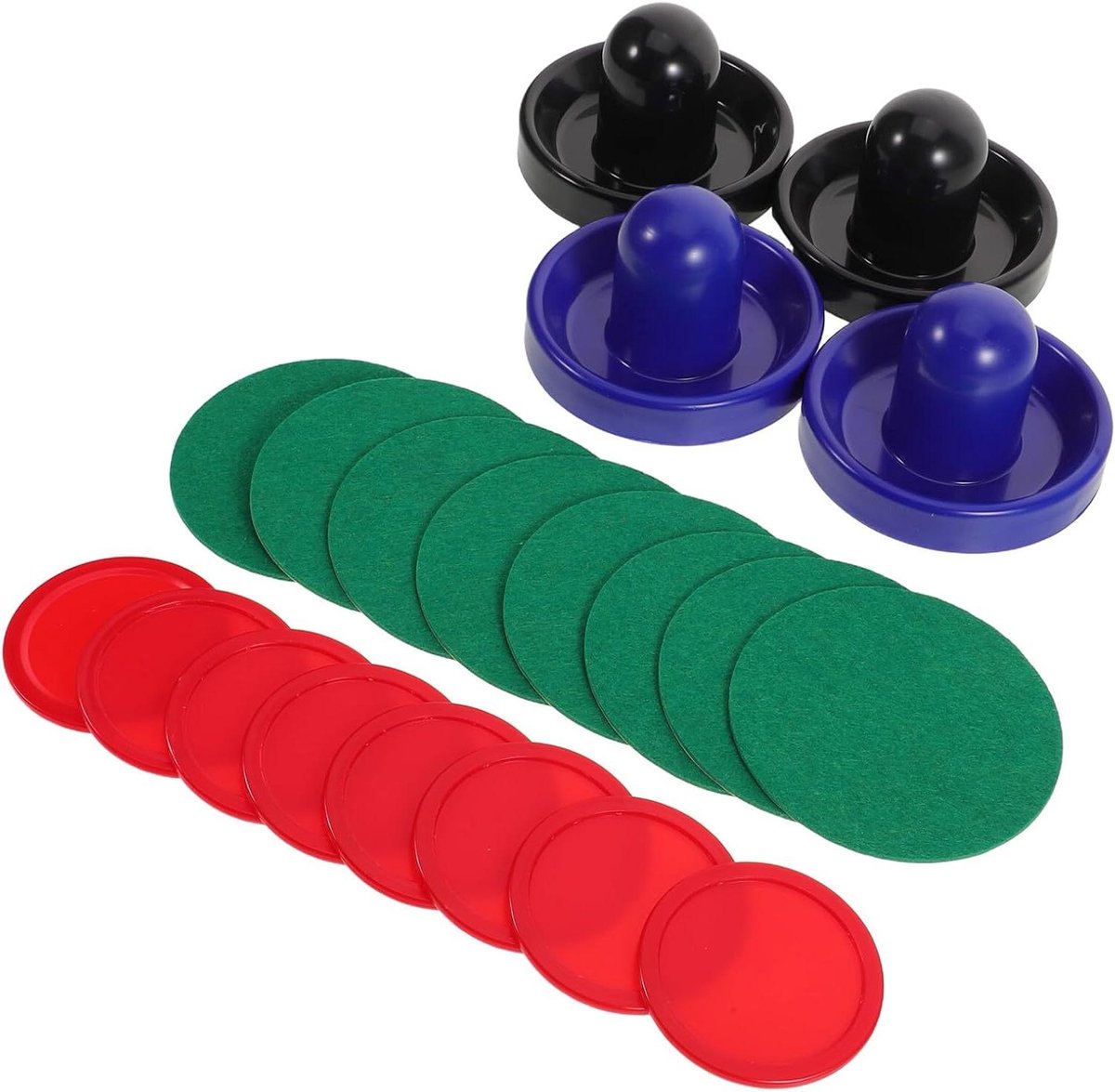 Airhockey Set - Pushers Pucks - Indoor Spelplezier - Verbeterde Pluispads - 2 Sets - Diverse Kleuren