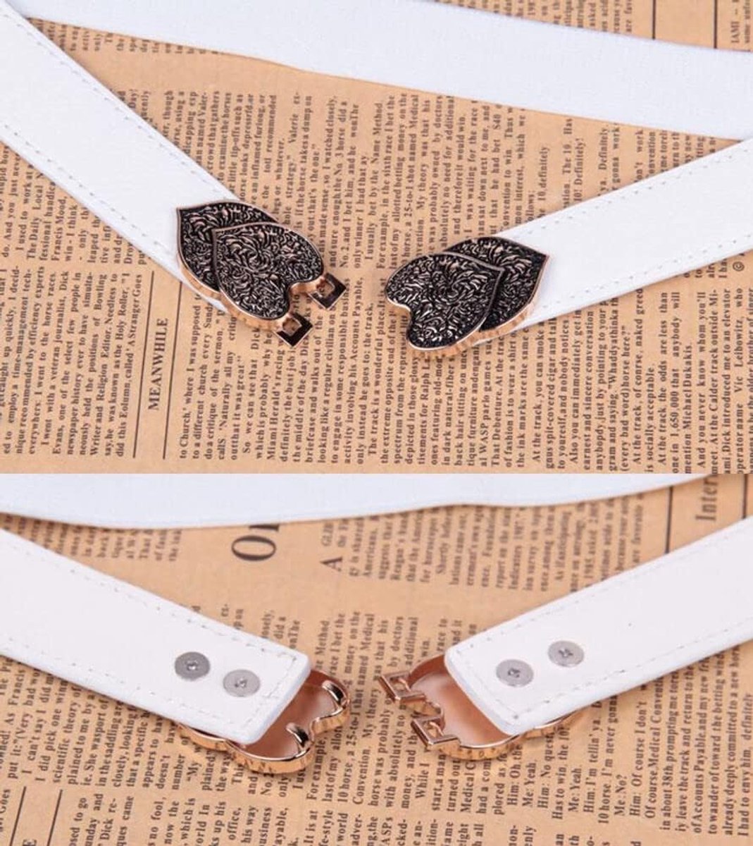 Dunne Elastische Tailleband voor Dames - Retro Stretch Riem voor Jurken en Jeans, Wit, One Size