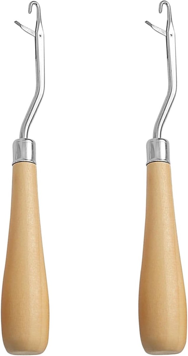 Set van 2 Houten Vergrendelingen met Gebogen Handvatten voor Haakwerk en Creatieve Klussen, Ideaal voor Tapijt Reparatie en DIY Projecten