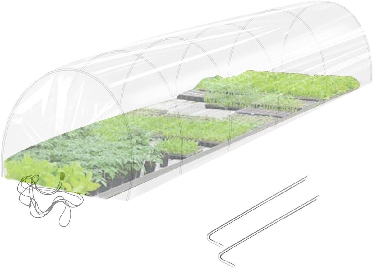 Tunnelkas - Kleine plantenkas - Planten beschermen - Verstelbaar frame - 300x45x45 cm - Wit