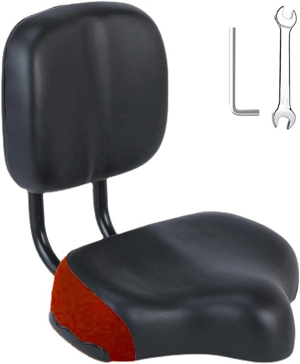 Fietszadel met Rugleuning - Fietsstoel Comfortzadel - Comfortabel Fietsen - Extra Brede Vorm - Universeel - Rood
