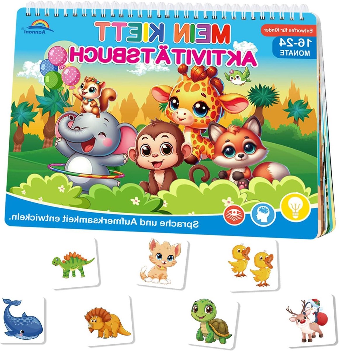 Montessori Busy Board - Zintuigenboek Activiteitenboek - Educatief Spelen - 14 Thema Werelden - 28 x 21.5 x 2.5 cm
