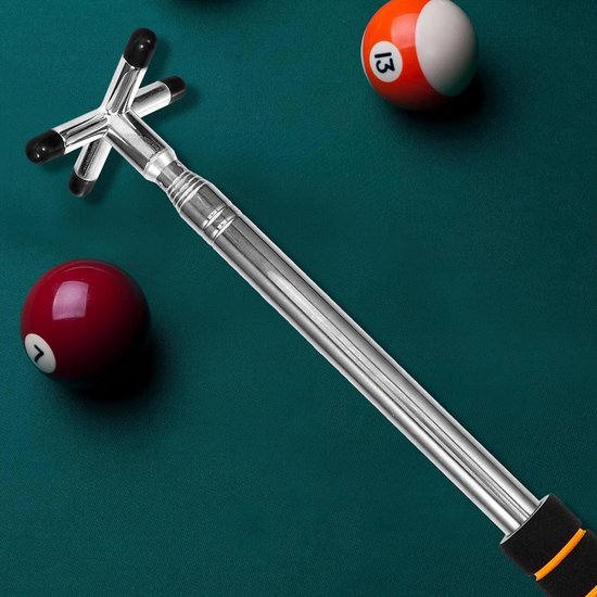 Biljartbrug - Snookerbrug Poolstok - Biljart Spelen - Telescopisch Verstelbaar - 36 cm - Zilver — afbeelding 2