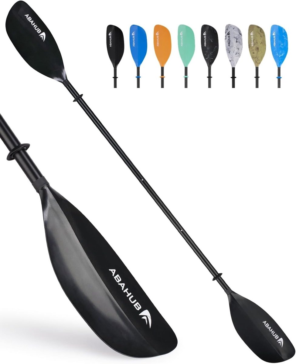 Kajak peddel - Zwart - 210 tot 230 cm - Aluminiumlegering Schacht met Kunststof Bladen - Verstelbare Dubbele Peddel voor Kajakken