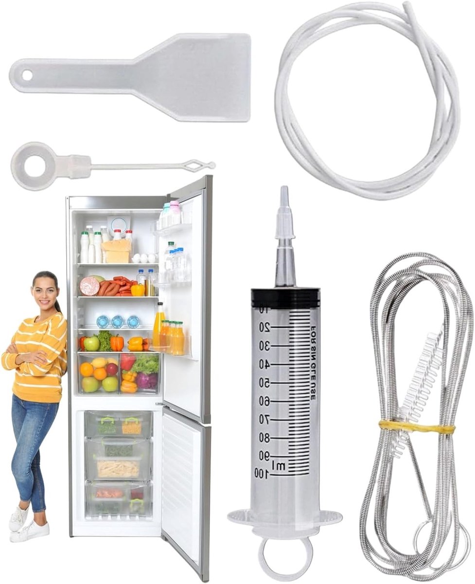 5-delige set voor het reinigen van het afvoergat van de koelkast met schoonmaakborstels en accessoires voor optimale hygiëne