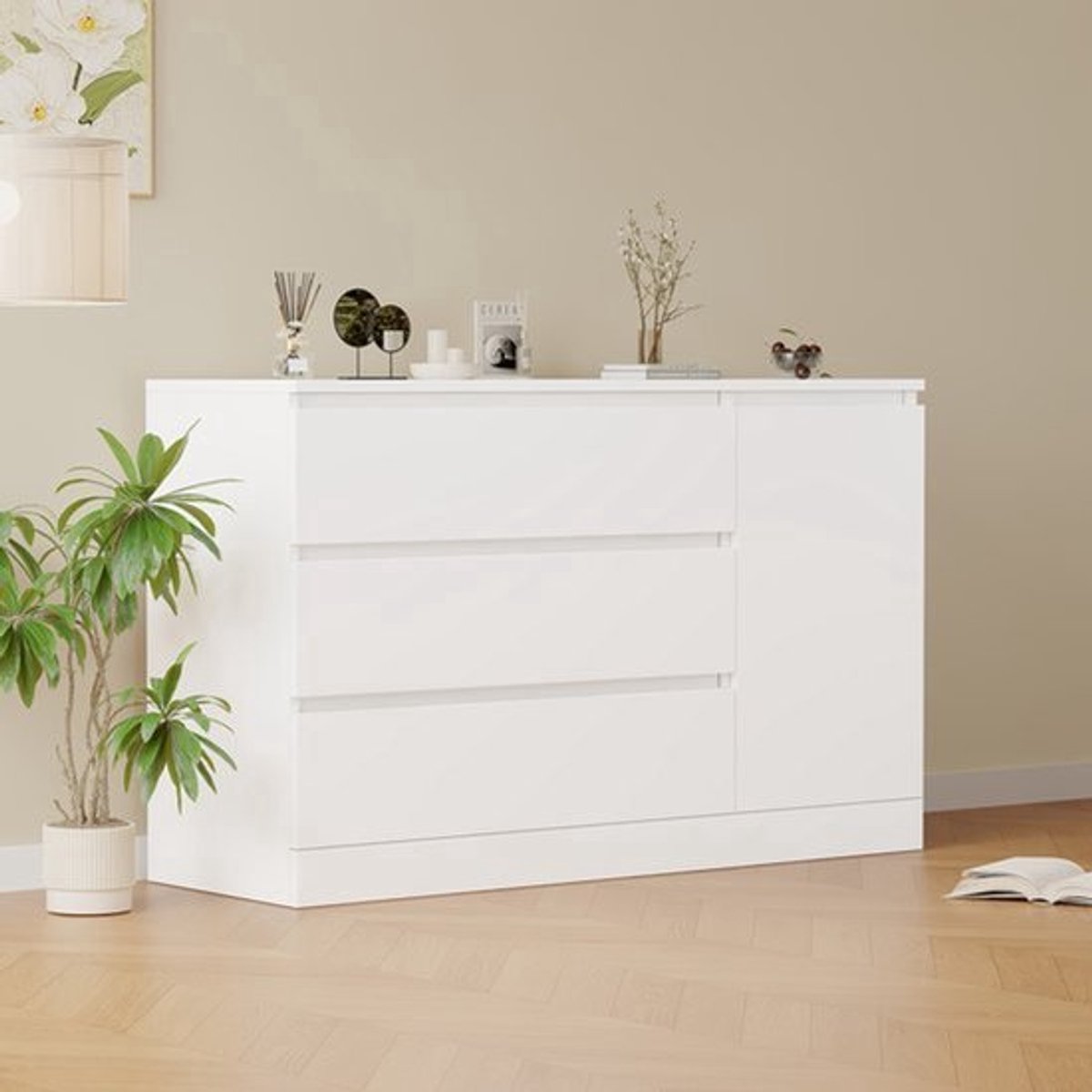 Ladeblok – Ladekast – Opbergkast – Nachttafeltje – Archiefkast – Wit – Compact Formaat – Zonder Elektriciteit