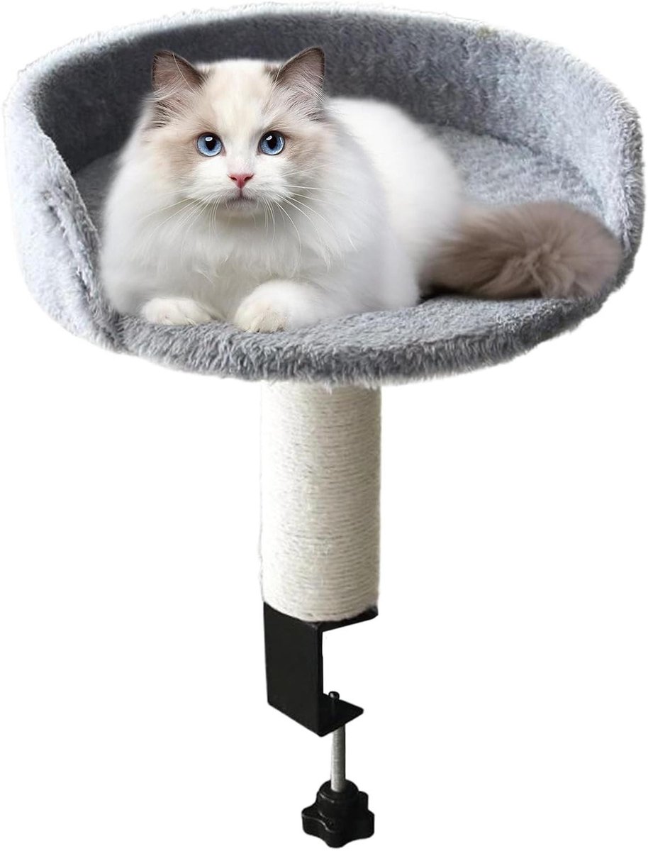 Kattenbed bureau - Slaapnest kitten - Huisdier ontspanning - Verwijderbaar met klemmen - 314B x 96H cm - Grijs