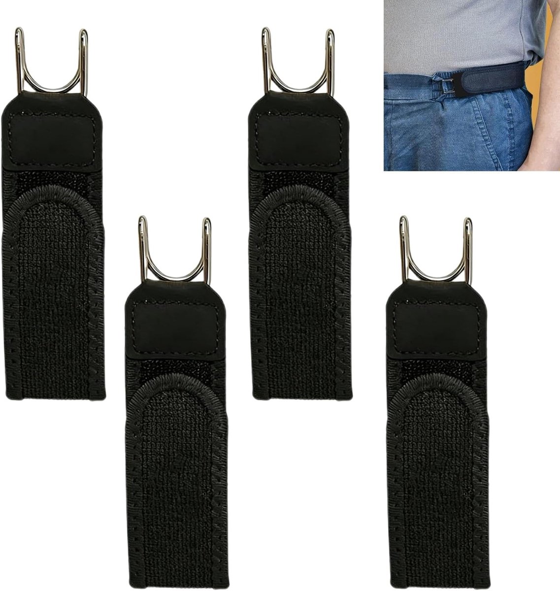 Verstelbare elastische riemen met metalen haken, 4 stuks, zwart, ideaal voor bevestigen en organiseren