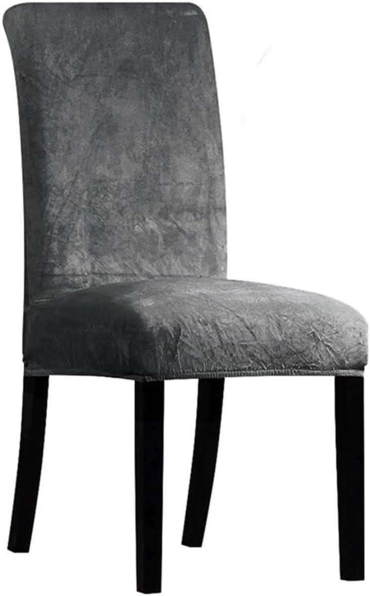 Stoelhoes Fluwelen - Stoelhoezen Eetkamer - Meubels Beschermen - Super Zacht Materiaal - Universele Pasvorm - Houtskool