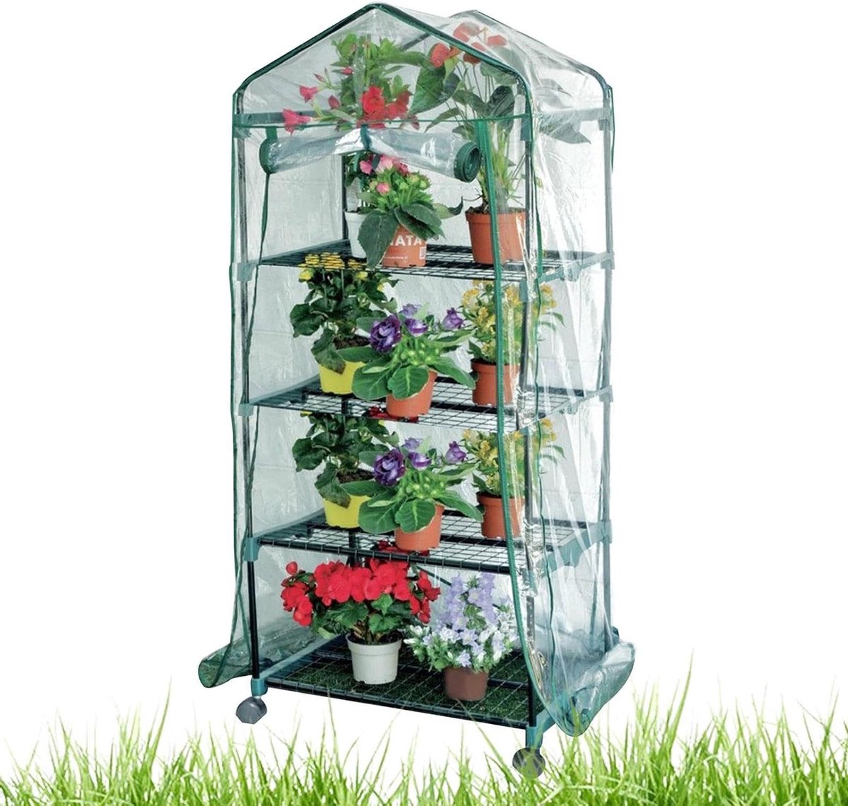 Kleine broeikas - Kweekkas buiten - Planten beschermen - Stalen frame - 4 niveaus - Transparant
