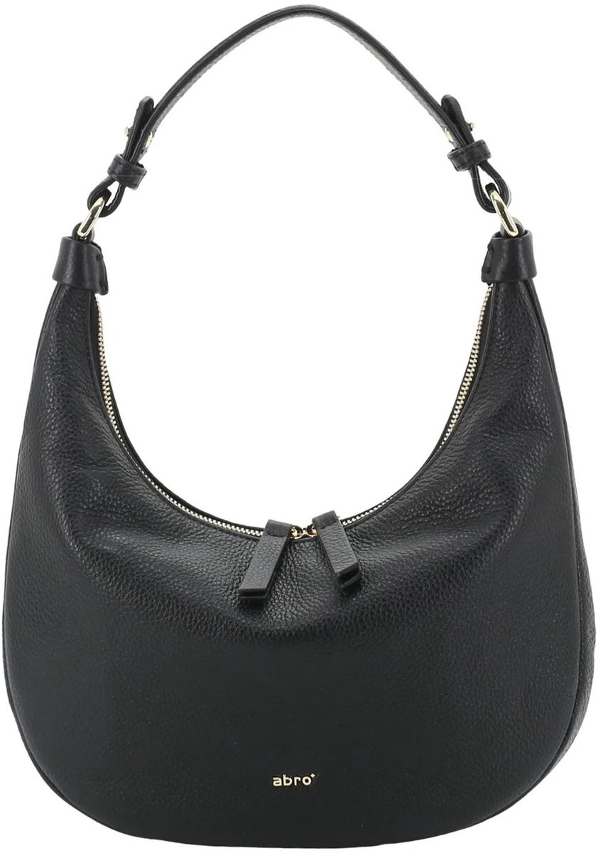 abro schoudertas Leather Agave Nana Mini Hobo Bag Black / Nickel zwart