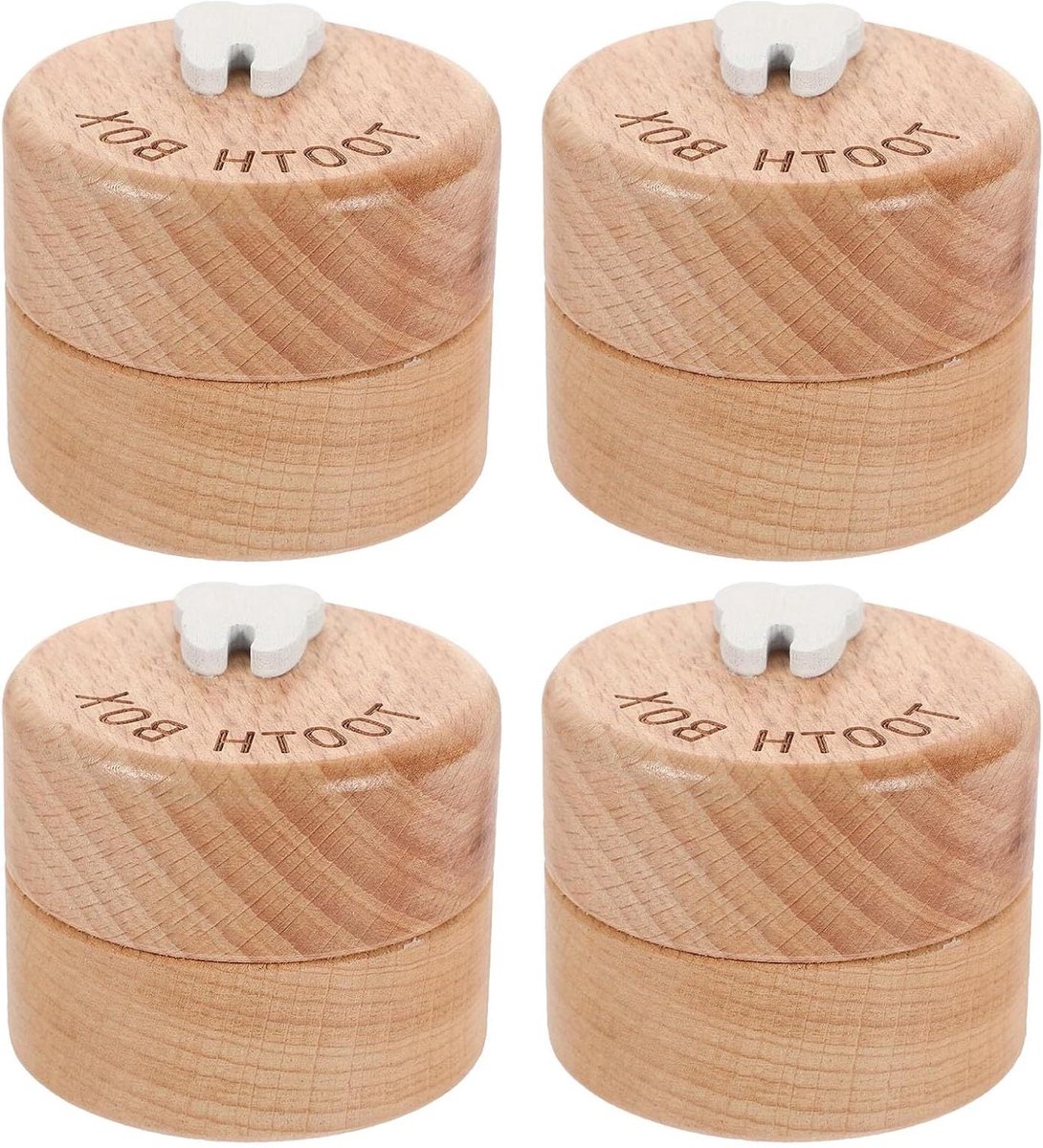 Bewaardoos Melktanden - Tandendoosje Hout - Herinneringen Verzamelen - Aparte Vakjes Per Tand - 5.1 x 5.1 x 4 cm