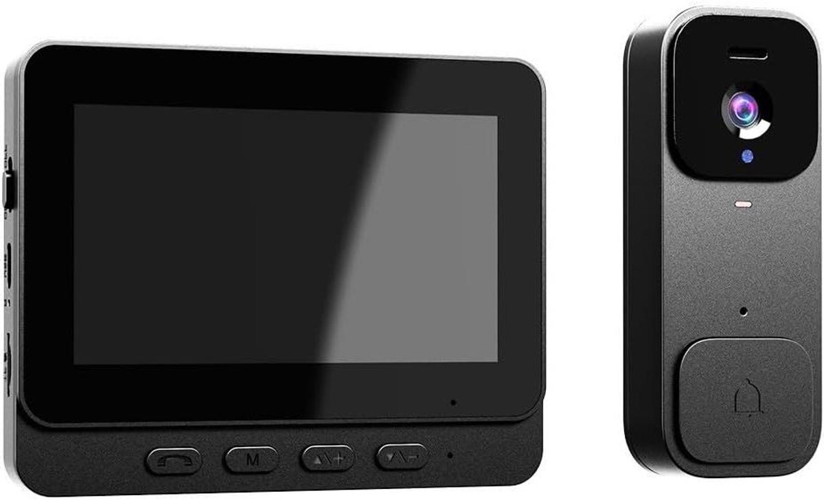 Videodeurbel met Display - Draadloze Intercom Camera - Huisbeveiliging - Geen Boren Installatie - 43 inch Scherm - Zwart