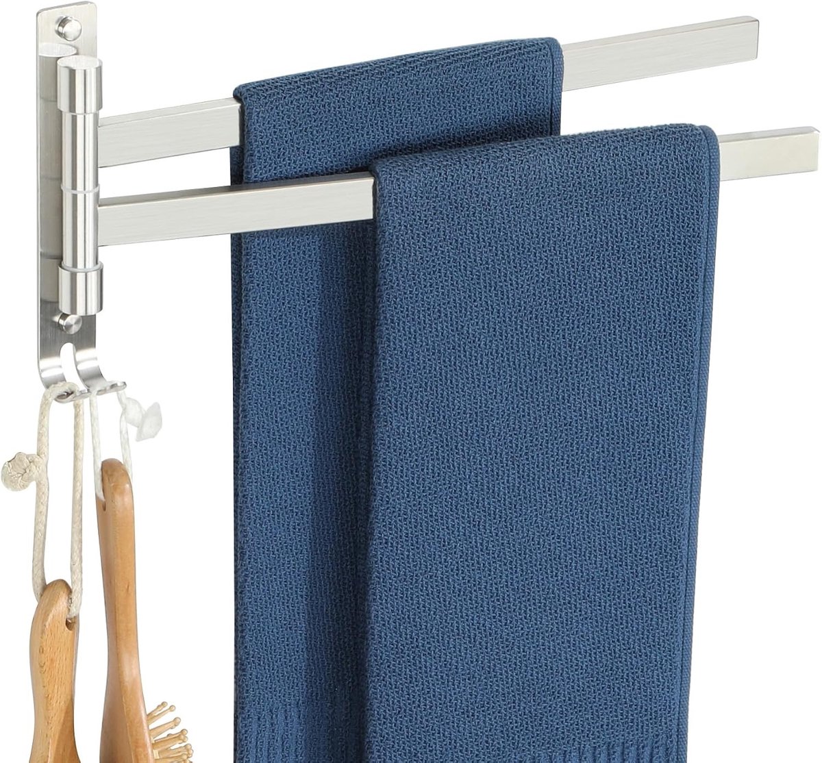Handdoekrek voor radiator - 2-armige - Geborsteld - Roestvrij Stalen Handdoekhouder met 180° Rotatie - Voor Keuken en Badkamer