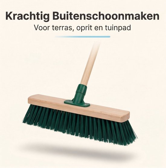 Cheqo® Straatbezem - Buitenbezem - Tuinbezem - Bezem met Steel - Harde Bezem - Straatveger - Veegborstel - Buitenveger - Stadsbezem - Gemeentebezem - Tuinborstel - Veger - Bezem voor Terras en Oprit - Veger voor Tuin - Trottoir en Straat — afbeelding 3