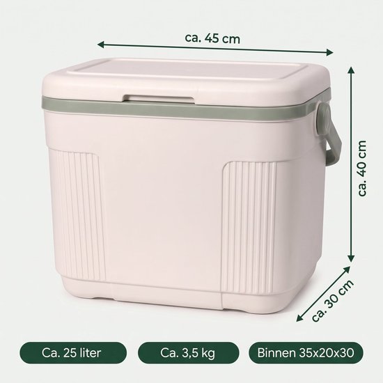 Cheqo® Koelbox met Koelelementen - Passieve Koelbox zonder Stroom - Draagbare Koelbox met Handvat voor Camping - Strand - Picknick - Festival en Auto - Koeltas - Frigobox - Coolbox - Koelbox met Deksel - Inclusief 2 Herbruikbare Koelelementen van Cheqo — afbeelding 2