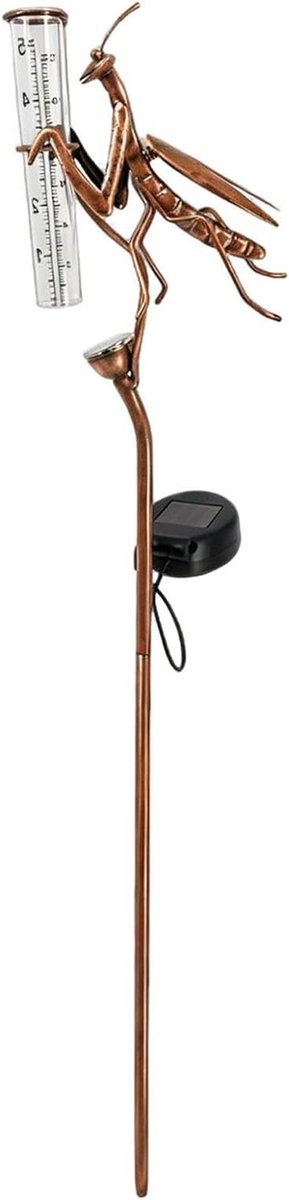Regenmeter Buiten - Tuinornament Verlichting - Neerslag Meten - Zonne-energie Verlichting - 335 cm Hoog - Zwart