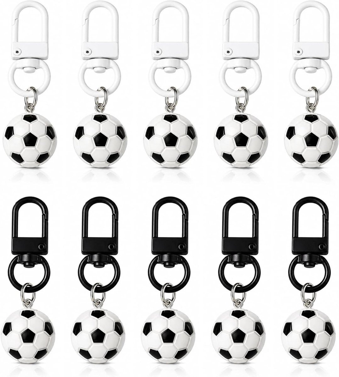 Mini Voetbal Sleutelhangers - Voetbal Accessoires Kinderen - Cadeaus Kinderfeestjes - Realistisch Sportdesign - 10 stuks - Zwart Wit