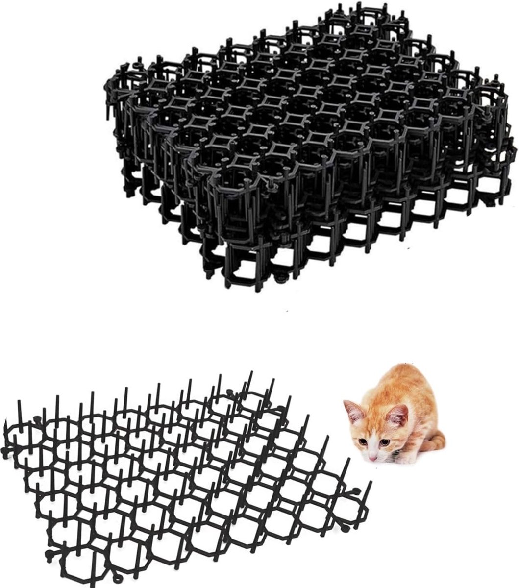 Doornrooster tegen katten - Zwart - 15 x 20 cm - Flexibel kunststof kattenafweermat - Voor tuin en buitengebruik