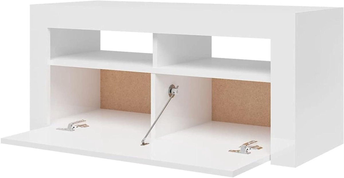 Tv-meubel - Lowboard dressoir - Media Organiseren - Met RGB LED-verlichting - 90 x 35 x 40 cm - Wit