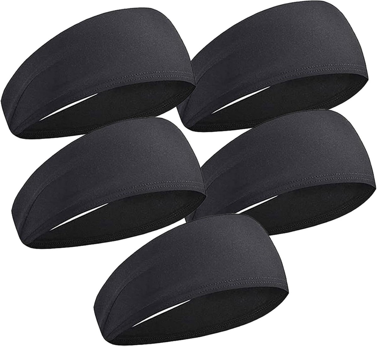 Hoofdbanden Mannen Vrouwen - Sport Zweetbanden - Actief Blijven - Antislip Zweetabsorberend - 5 Stuks - Zwart