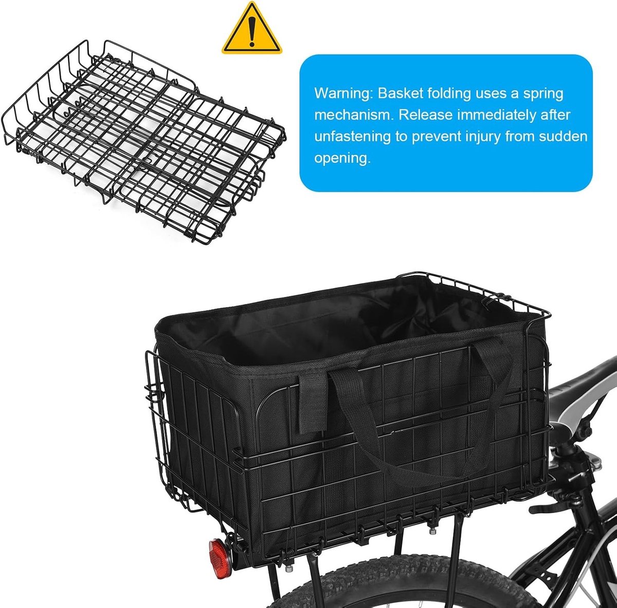 Fietsmand - Zwart - Juego de canasta - Opvouwbaar met Afneembare Coatingtas en Regenhoes - Voor Honden en Boodschappen