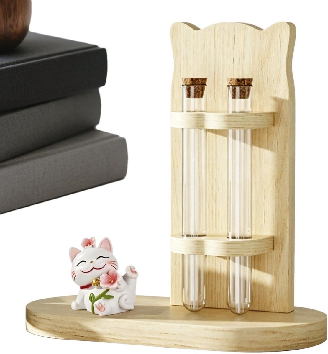 Snorhaarhouder - Bewaarset Kattenhaar - Aandenkens Bewaren - Dubbele Glazen Buisjes - 21 x 11 x 7 cm - Natuurlijk