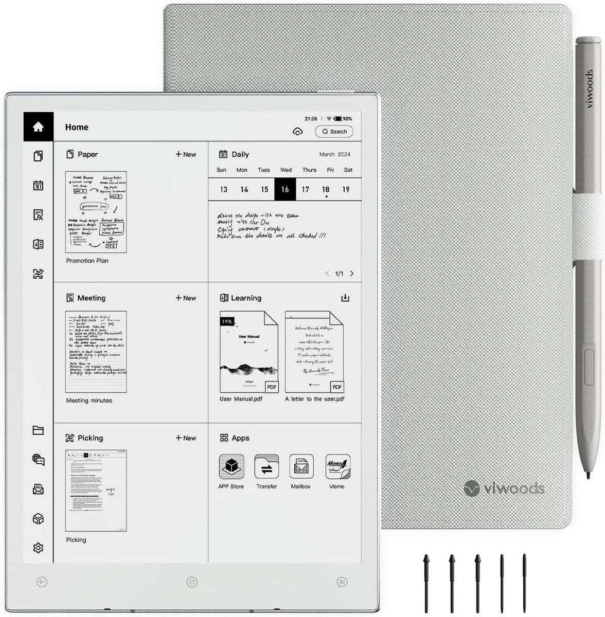 Digitaal notitieblok - Zwart - 8,2 inch - E Ink-scherm met 128 GB opslag - Met Stylus en AI-ondersteuning