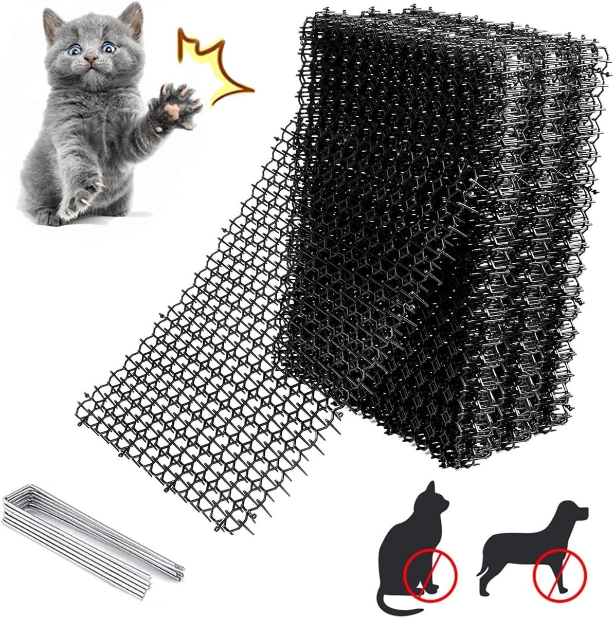 Doornrooster tegen katten - Zwart - 40 x 20 cm - Kunststof met Metalen Spikes - Voor Tuin en Buiten
