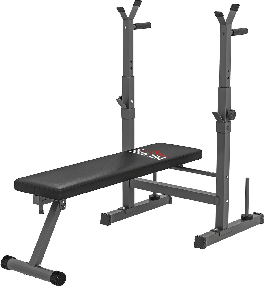 ECTEATOY® Halterbank - Fitnessbank met Haltersteun en 8 Posities - Verstelbaar en Inklapbaar - Krachttraining - 140 x 73 x 122 cm - Zwart