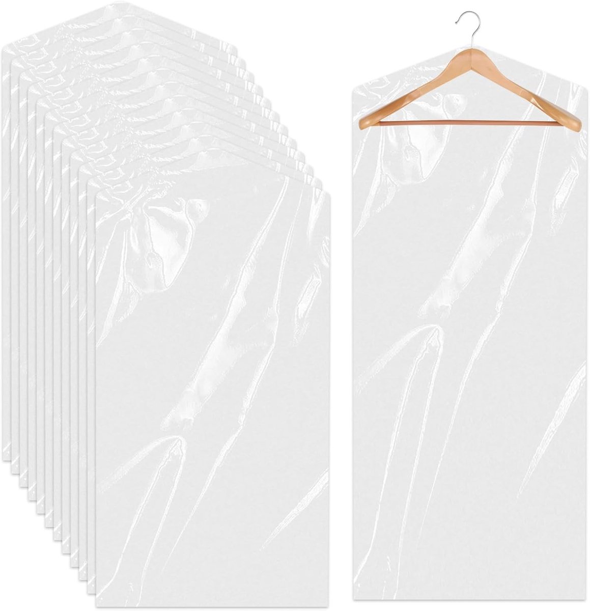 10 Stuks Lange Jurkhoezen 180cm Transparante Kledingzakken voor Hangende Kleding, Stofbescherming en Droogreiniging van Jassen en Jurken