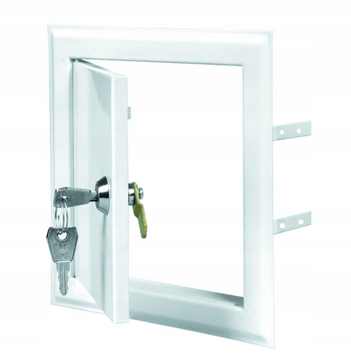 Metalen Inspectieluik Wit met Slot en Sleutel 20x25cm