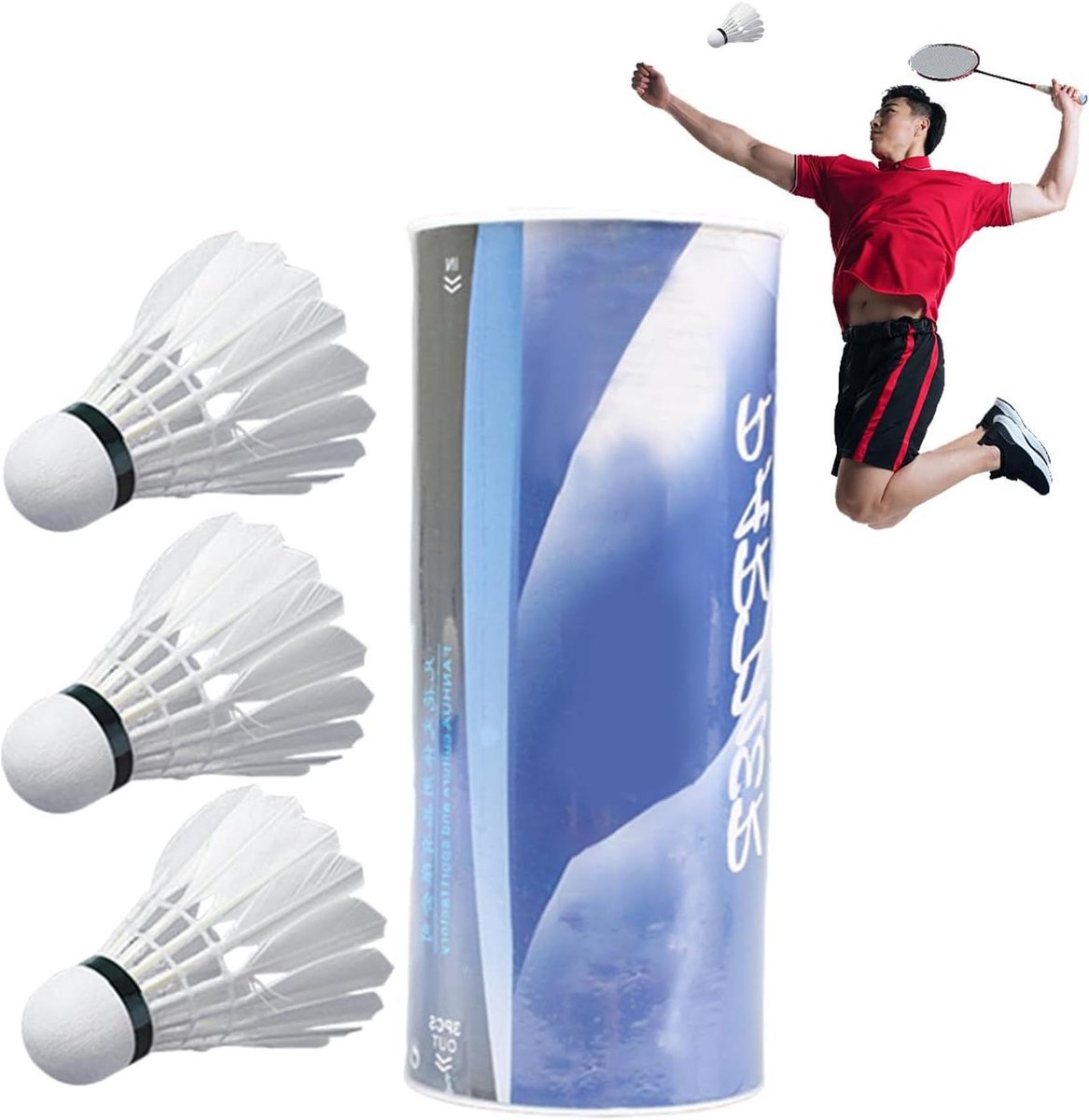 Badminton Shuttles - Veerballen Badminton - Sport en Spel - Stabiele Vlucht - 6.8 cm Hoogte - Wit