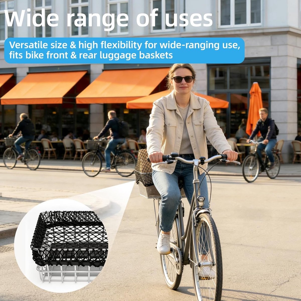 Fietskrat - Zwart - Elastisch Rubber - Universeel Bagagenet voor Fietsmand Achter en Transport