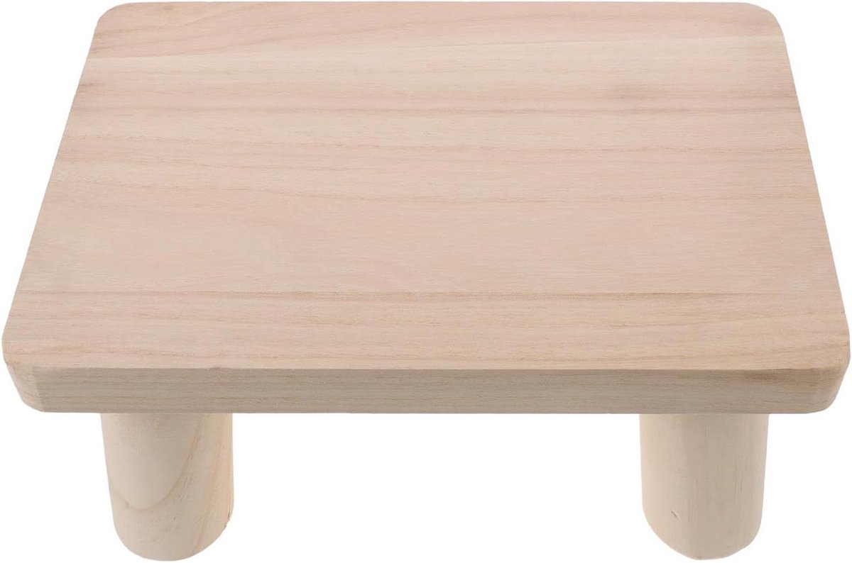 Houten Opstapbankje - Voetenbankje Krukje - Ondersteuning en Decoratie - Antislipvoetjes Stevige Constructie - 30 x 20 x 15 cm