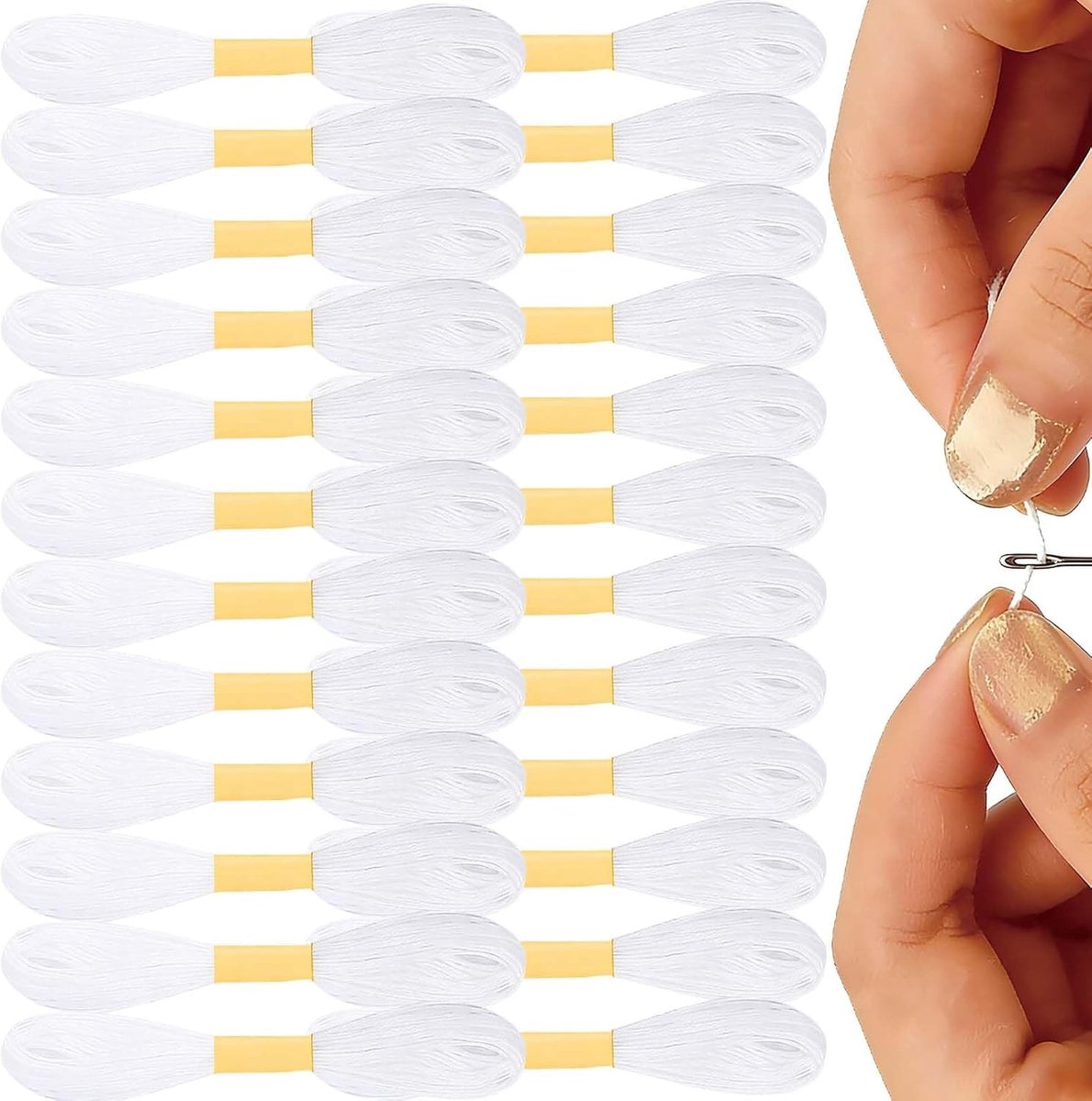 Set van 24 Witte Armbandsdraden voor Borduren, Duurzaam en Kleurvast, Ideaal voor Vriendschapsarmbanden, Borduurprojecten en Creatieve Handwerken, 6 Draadjes per Streng, 8.75m per Streng