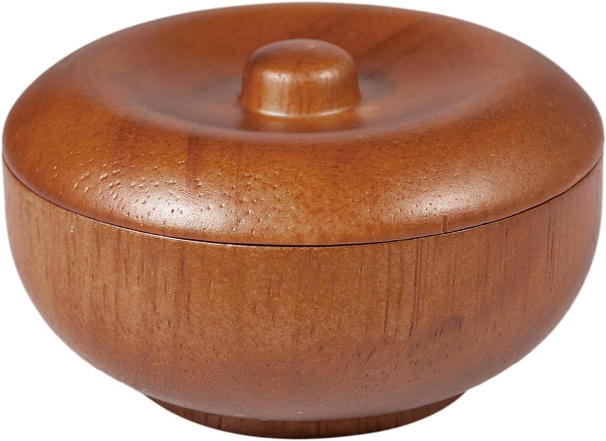Scheerkom Hout - Balsemkom Scheerzeep - Persoonlijke Verzorging - Met Deksel - 10 cm breed - Bruin