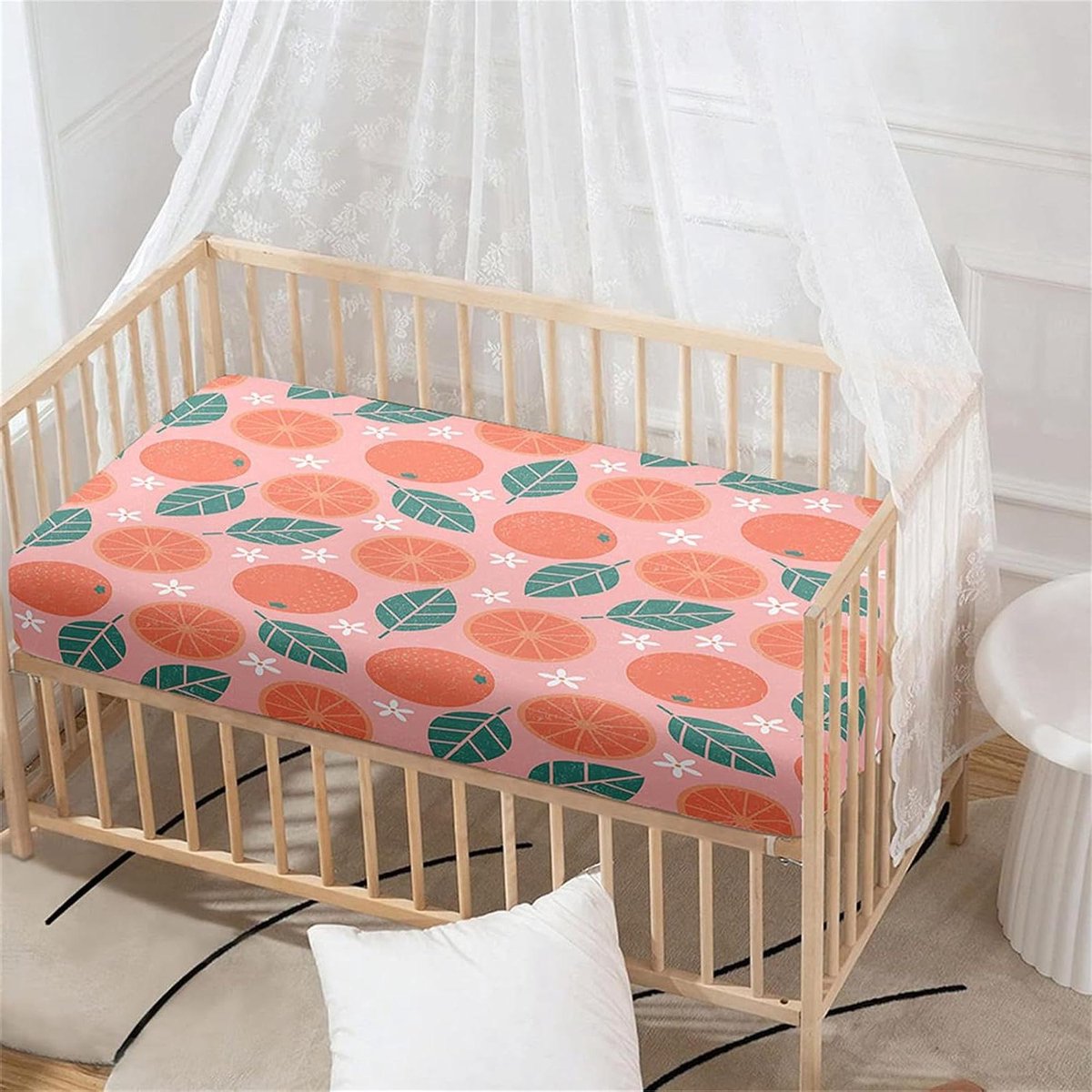 Wieglakens - Wiegdeken Hoes - Baby Slaapcomfort - Zachte Ademende Microvezel - 80 x 40 cm - Grapefruit