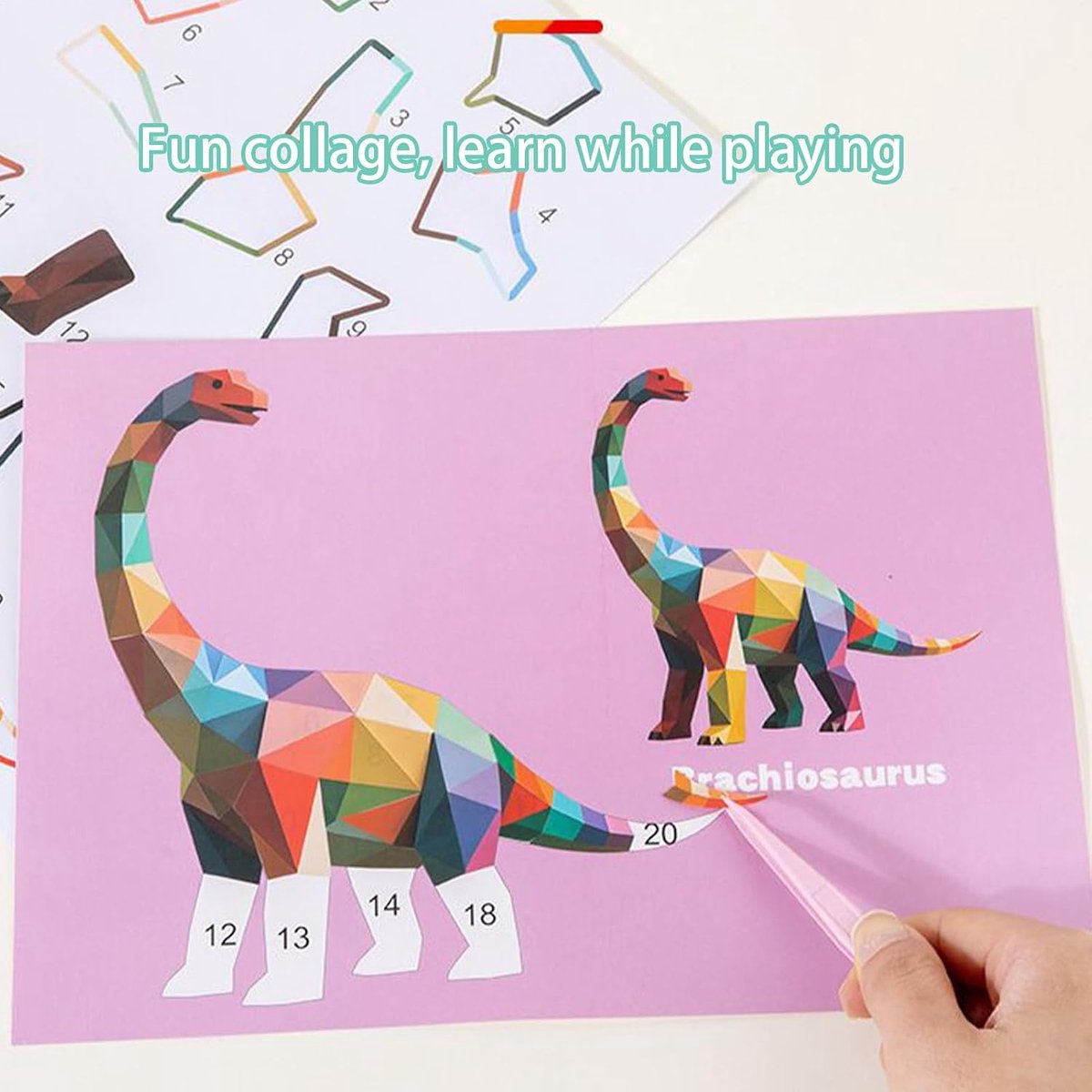 Sticker Puzzelboeken - Stickerboek op Nummer - Creatief Knutselen - Genummerde Combinaties - 29 x 21 x 1 cm - Dinosaurusmodel