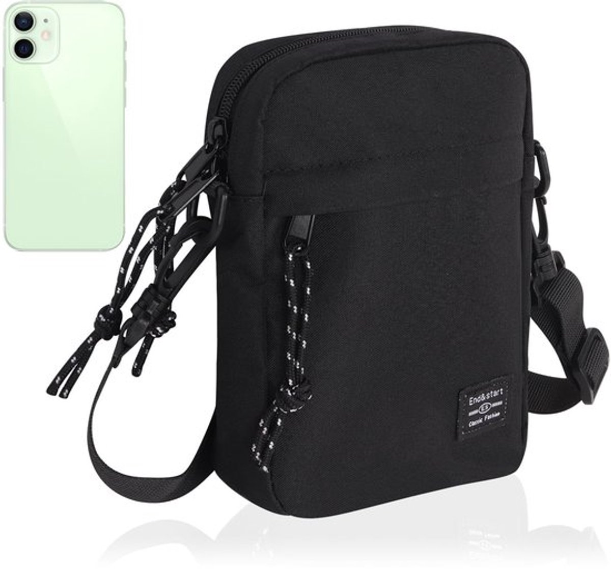 Schoudertas - Crossbody Tas - Multi-pocket ontwerp - Zwart - Boodschappentas - Ideaal voor dagelijks leven en reizen - Compact formaat