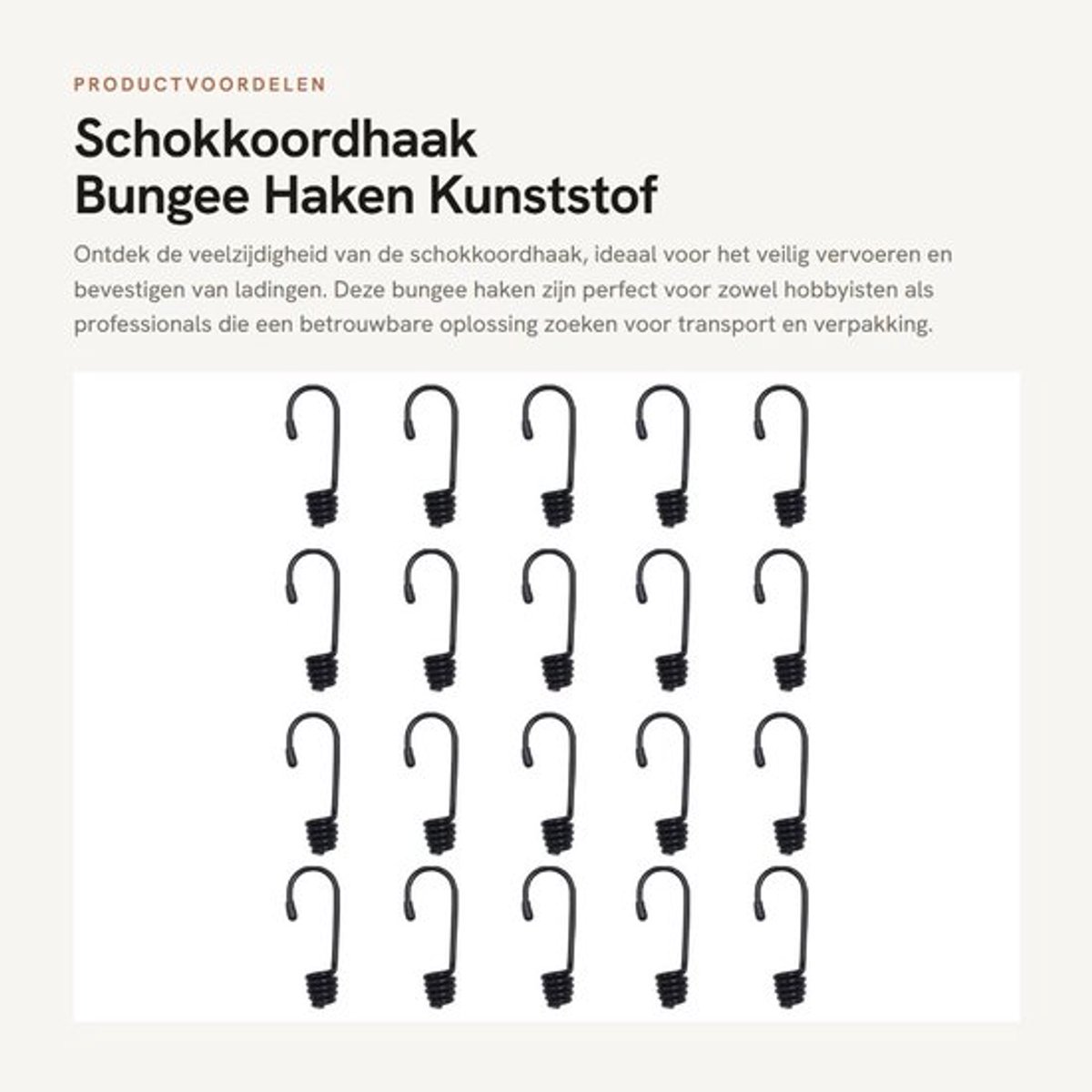 Schokkoordhaak 20 Stuks - Kunststof Gecoate Bungee Haken - Zwart - 6 mm Binnendiameter - Lichtgewicht - Corrosiebestendig - Bungee Haak