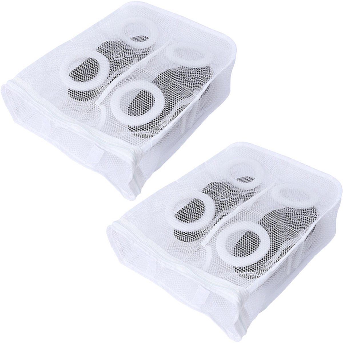 2 stuks - waszak voor schoenen voor thuisgebruik, luie anti-vervorming hangende droognetzak voor schoenen - wit - 24,5 x 28 x 8 cm - met ritssluiting en ophangbaar