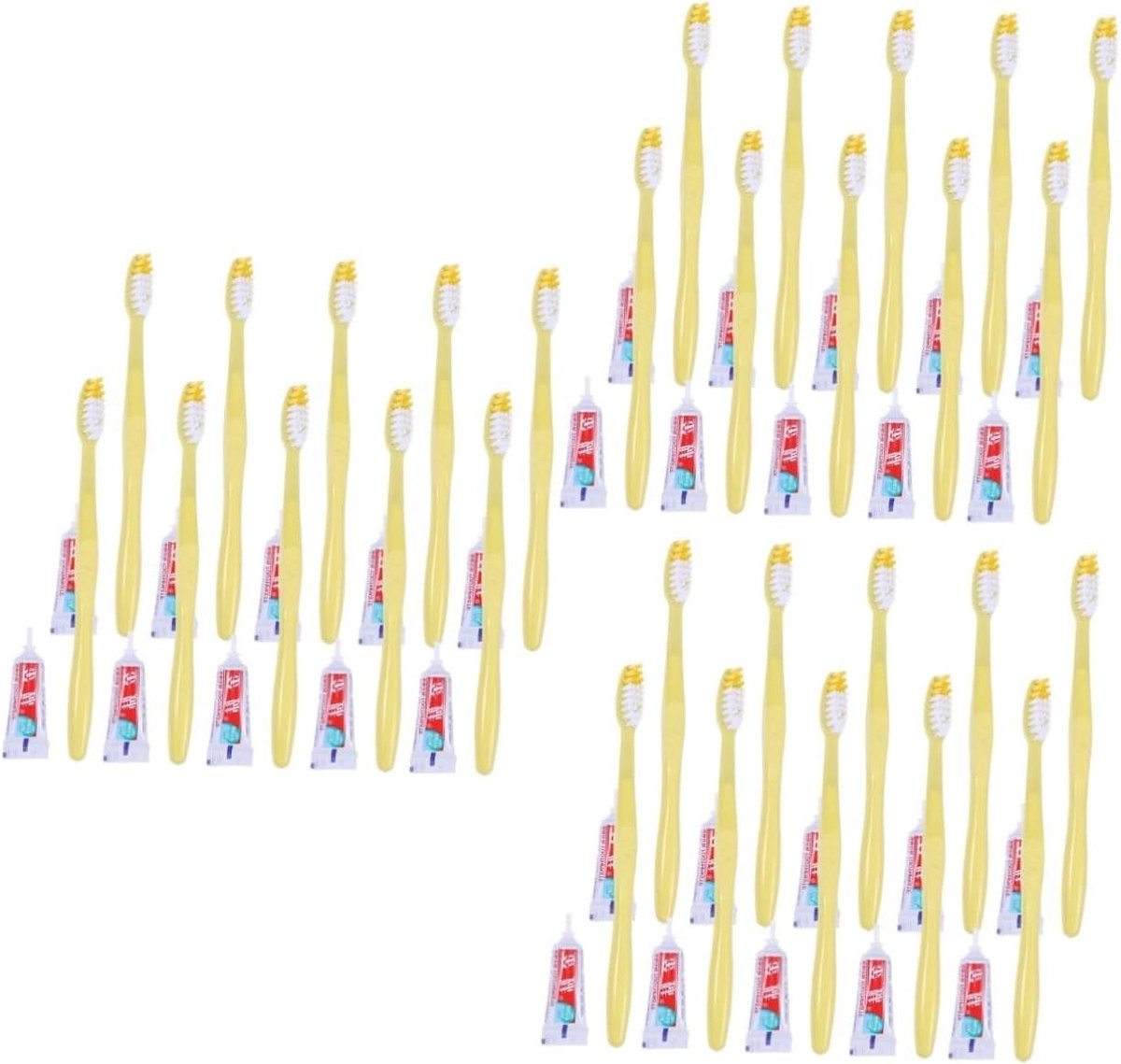 Reis Tandenborstel Set - Tandenborstel en Tandpasta - Hygiënisch Reizen - Compact en Compleet - 30 Stuks - Gemengde Kleuren