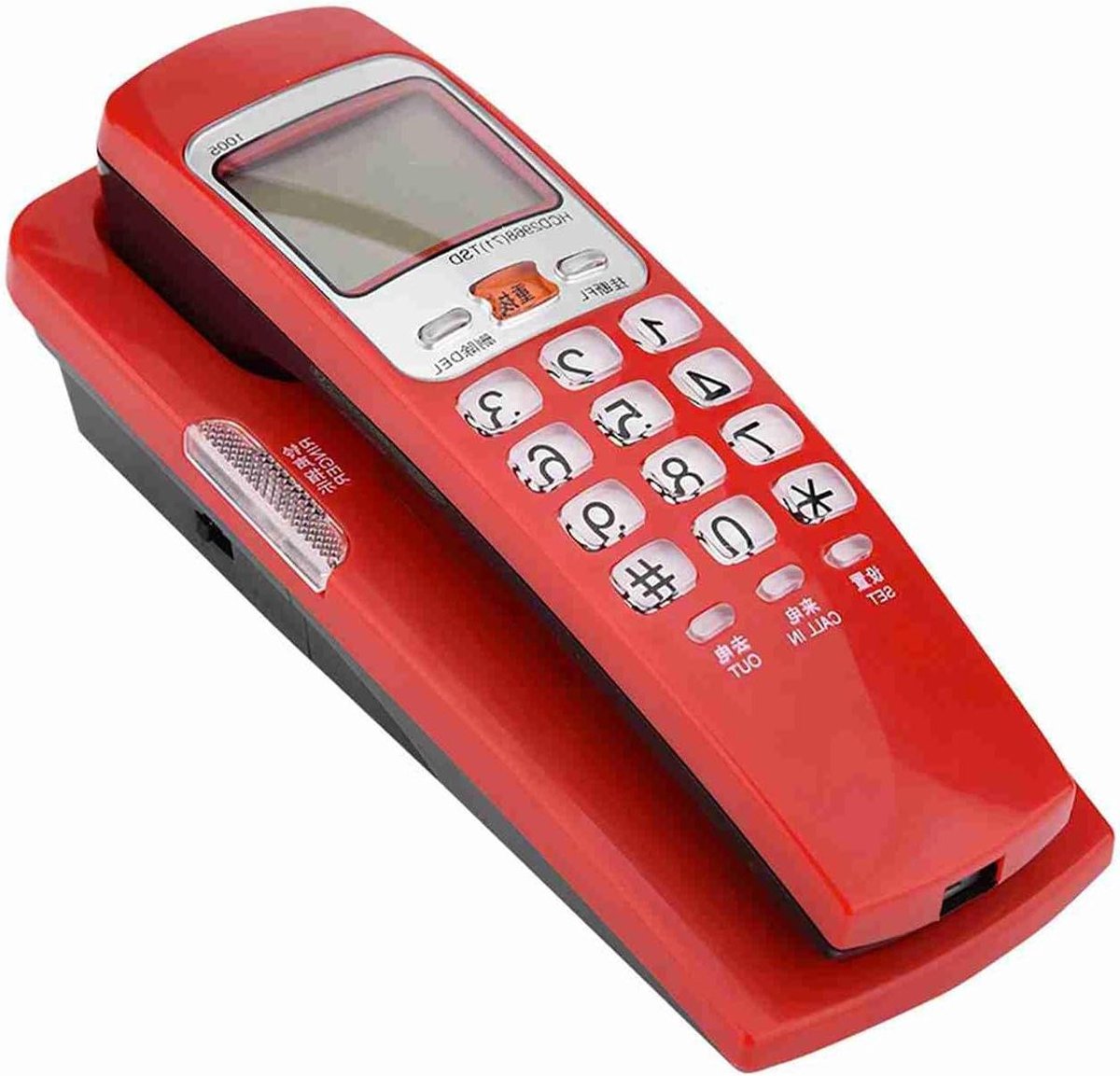 Vaste Telefoon - Vast Bellen - Thuiswerken - Kristallen Knoppen - 20 x 10 x 9 cm - rood