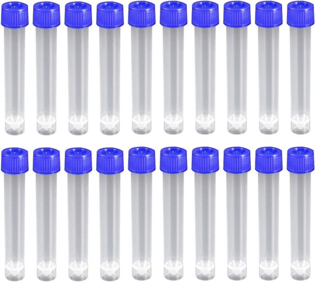Proefbuisjes 20 stuks - Kunststof - 10 ml - Gegradueerde markeringen - Schroefdop - Duurzaam materiaal - Goede afdichting - Reageerbuis