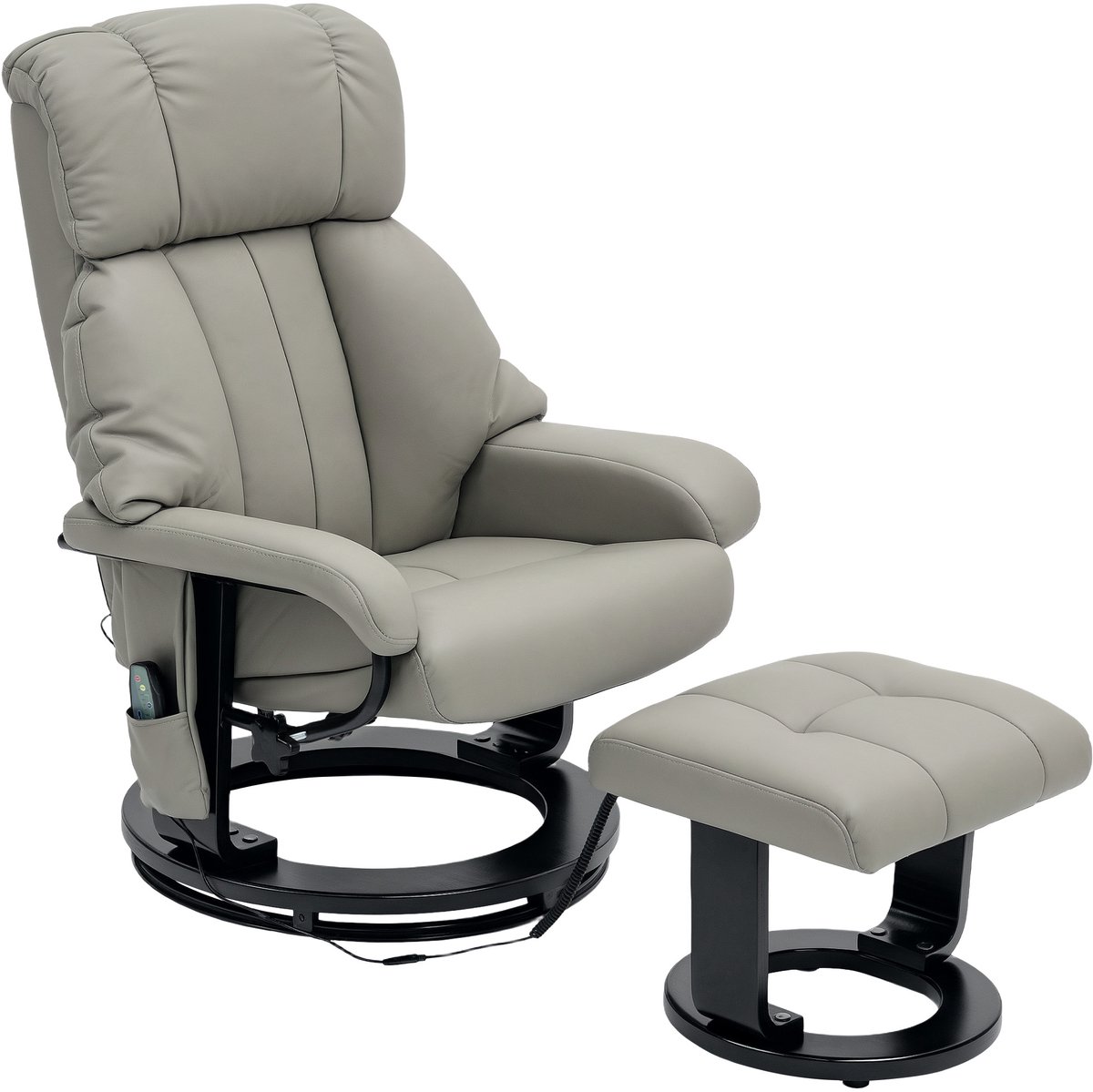 HOMCOM-Relaxsessel mit Fußhocker-Kunstleder-76B x 80T x 102H cm-Grau