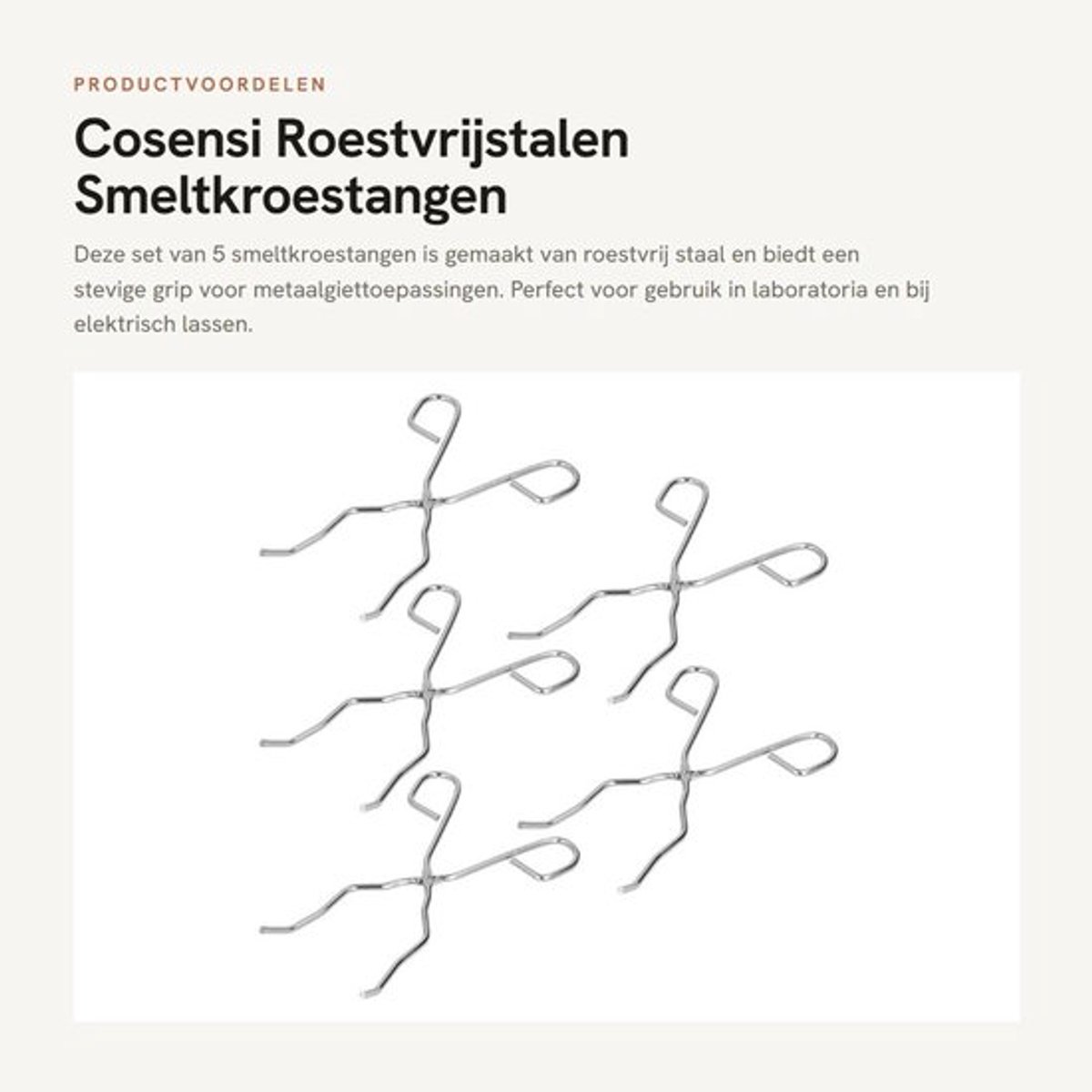 Roestvrijstalen Smeltkroestangen Set van 5 voor Laboratoriumgebruik